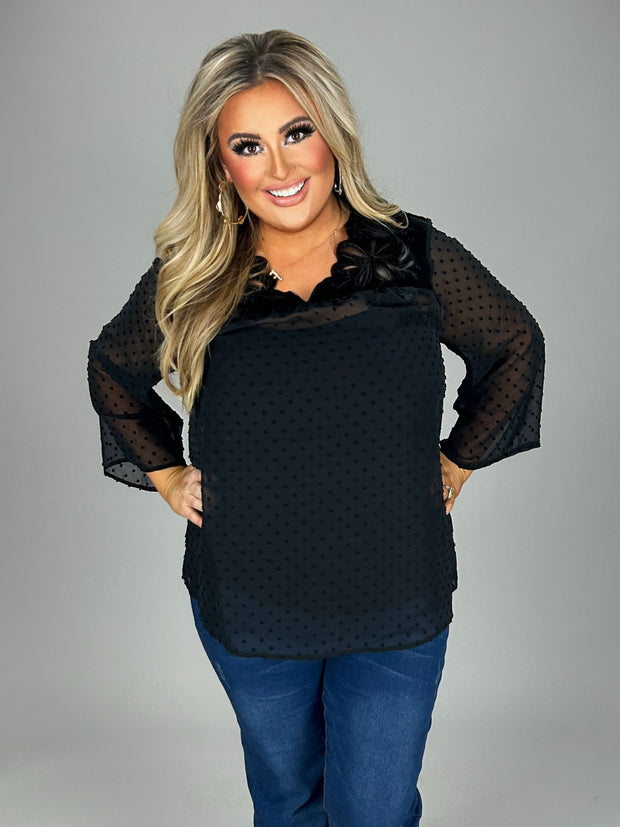 SD-A M-109 {Style & Co} Black Swiss Dot Top W/Tank