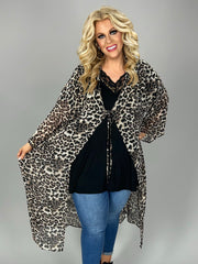 LD-J {Show Us Your Wild} Brown Cheetah Print Long Duster PLUS SIZE 1X 2X 3X