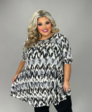 36 PSS {Living In Harmony} Black White Brushed Print Top EXTENDED PLUS SIZE 3X 4X 5X