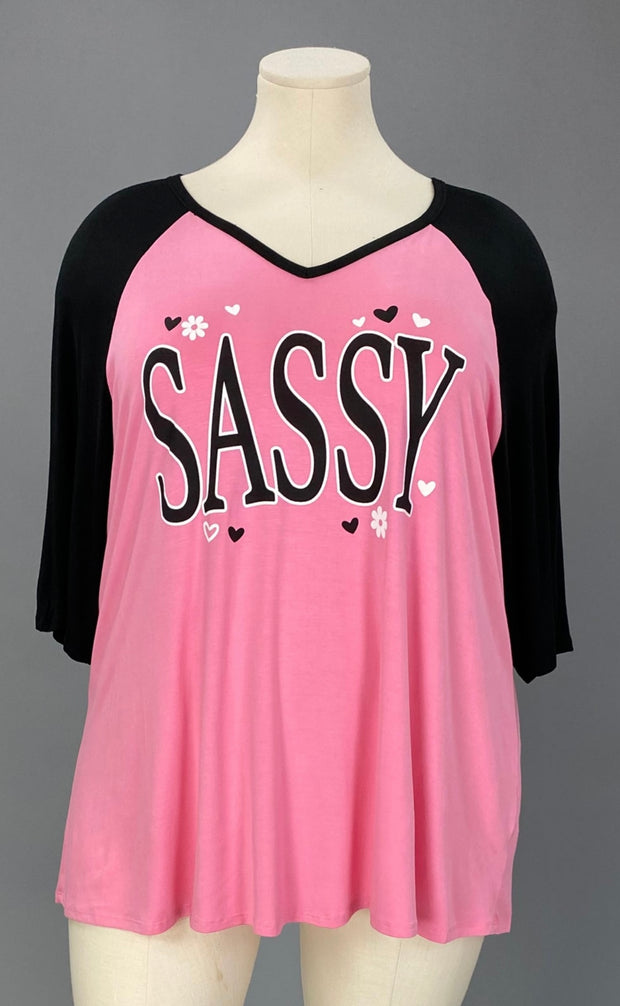 29  GT {Sassy} Pink/Black Graphic Tee  PLUS SIZE XL 2X 3X  (May Size Down 1 Size}
