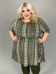 11 PSS {Change Of Pace} Olive/Brown Printed Stripe Top EXTENDED PLUS SIZE  4X 5X 6X