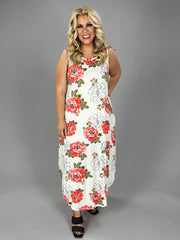 LD-O {Finding Floral Love} Ivory Floral Maxi Dress PLUS SIZE XL 2X 3X