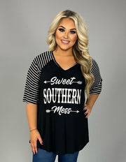 28  GT {Southern Mess} Black "Sweet Southern Mess" Graphic Tee  PLUS SIZE XL 2X 3X 4X 5X 6X (May Size Down 1 Size)