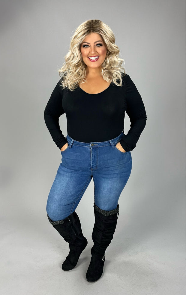 19 SLS {Nothing To Hide} Black Ribbed Bodysuit PLUS SIZE 1X 2X 3X