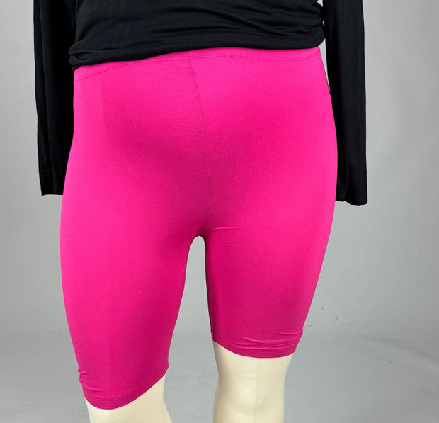 LEG-90 {A Stretch Above} Fuchsia Biker Shorts PLUS SIZE 1X 2X 3X