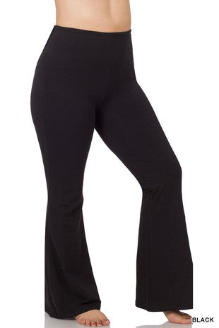 LEG-55 {If I Fall} Black Flared Yoga Pants w/Pockets CW PLUS SIZE 2X
