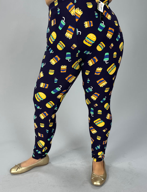 LEG-12 {Burgers & Shakes) Purple Butter Soft Capri Leggings