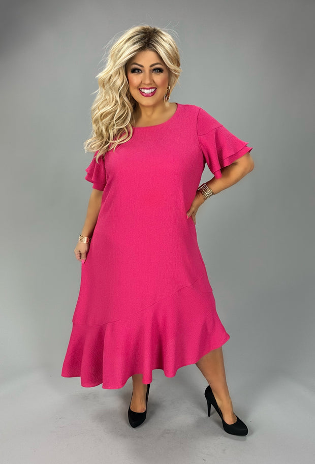 LD-D  M-109 {Alfani} Pink Ruffled Dress Retail $109.50  PLUS SIZE 16W 18W 28W