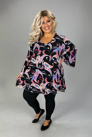 62 PQ {Fully Convinced} Black Paisley Print V-Neck Top EXTENDED PLUS SIZE 3X 4X 5X 6X