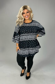 100 PSS {Pleasing Paisley} Black Paisley Print Top EXTENDED PLUS SIZE 2X 3X 4X  TRUE TO SIZE!!