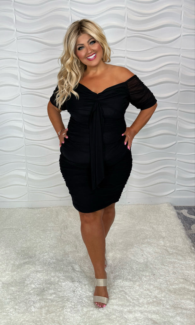 39 OS {What A Show} Black Off Shoulder Body Con Dress PLUS SIZE 1X 2X 3X