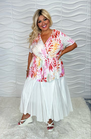 BT-U Solid White Flare  Skirt with Elastic Waist & Mini Lining   PLUS SIZE 1X 2X 3X