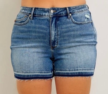 BT {All I Have} Judy Blue Vintage Wash Release Hem Shorts PLUS SIZE 1X 2X 3X