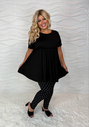 LEG-63 {Seeing Spots} Black Leggings w/White Polka Dots  EXTENDED PLUS SIZE 3X/5X