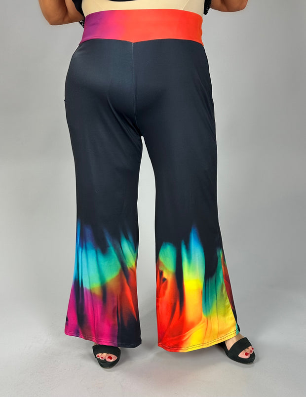 BT Navy/Orange Wide Leg Pants w/Tie Dye Hem
