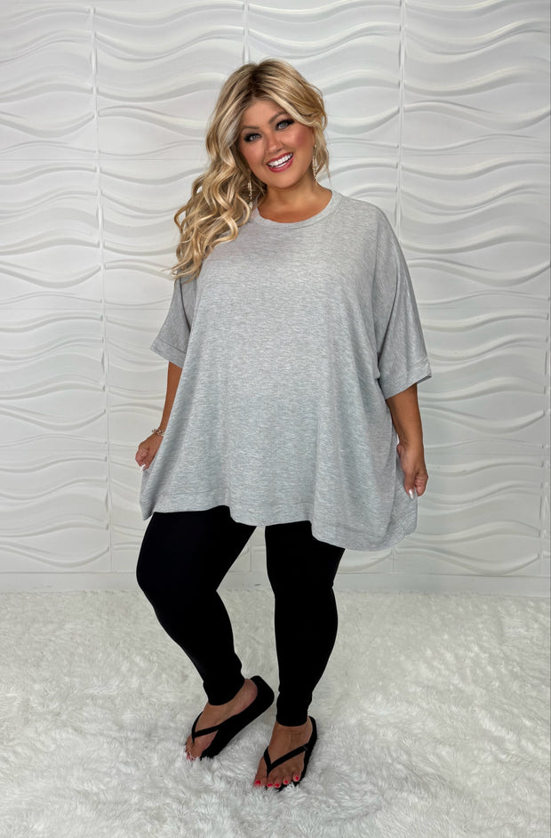 20 SSS-X {Free Forever} H. Grey Oversized Top PLUS SIZE 1X/2X  2X/3X