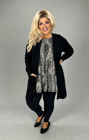 14 OT {First Class Flair} Black Sweater Duster w/Pockets PLUS SIZE 1X 2X 3X