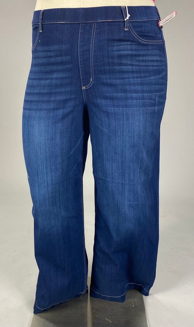 LEG-20 {Ms. Cello} Dark Denim Flare Jeggings w/ Elastic Waistband PLUS SIZE XL 2X 3X