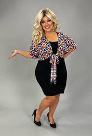 34 SET {Colorful Diamond}  Black 2PC Set Dress PLUS SIZE 1X 2X 3X