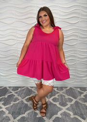 74 SV-B {Finally Fantastic} Fuchsia Tiered w Tie Detail PLUS SIZE 1X 2X 3X