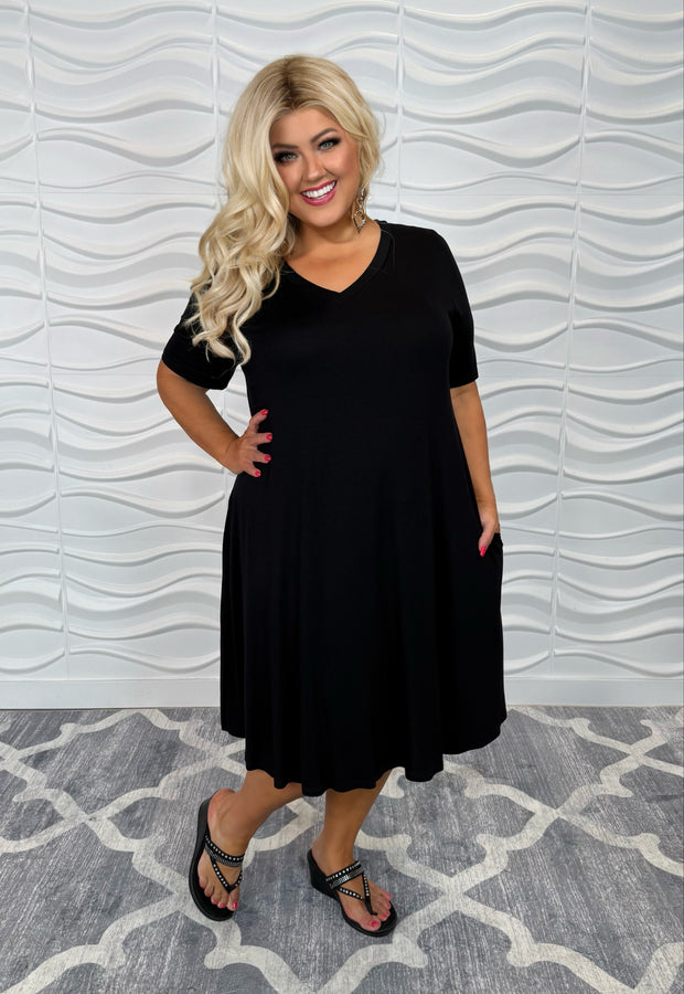 69 SSS-A {Lovely Tonight} Black V-Neck Dress PLUS SIZE 1X 2X 3X