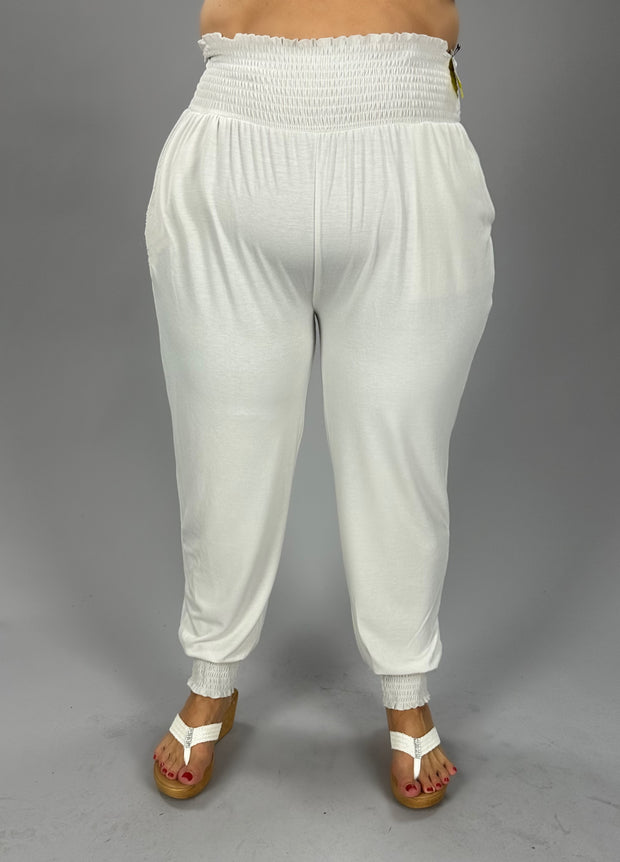 LEG-3 {Going Anywhere} Bone Smocked Cuff Jogging Pants PLUS SIZE 1X 2X