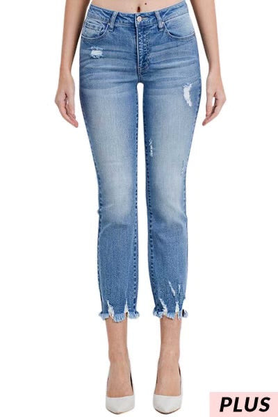 LEG-78  {Tricot} Med Mid-Rise Crop Boot Jeans PLUS SIZE 1X 2X 3X