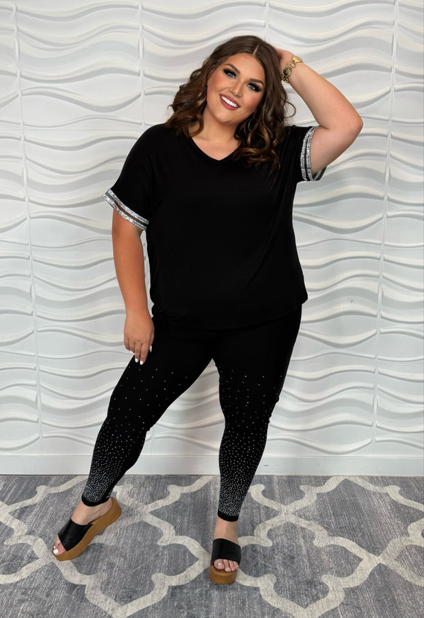 BT {Starlight} VOCAL Black Leggings w/ Studs PLUS SIZE XL 2X 3X