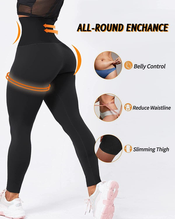 LEG-52 {Shape It Up} Black Tummy Control Capri Leggings PLUS SIZE 1X 2X 3X