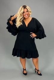 SALE!!  45  SQ-A {No Bad Days} Black V-Neck Lined Dress PLUS SIZE XL 1X 2X