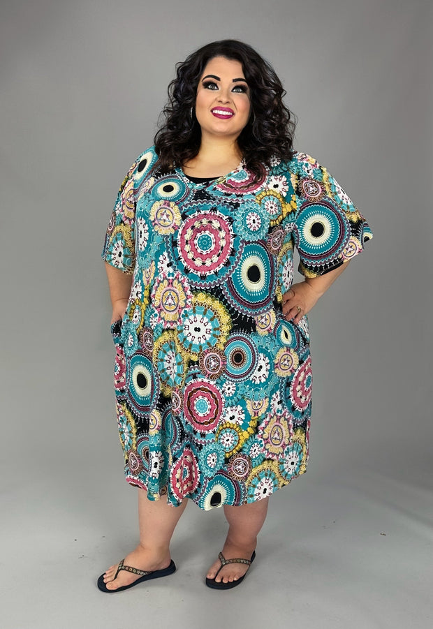 49 PSS {Only The Best For Me} Mint Mandala Print Dress EXTENDED PLUS SIZE 3X 4X 5X