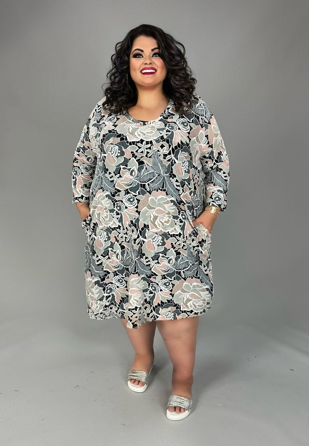 39 PLS {Special Day} Pink Embroidered Floral Print Dress EXTENDED PLUS SIZE 3X 4X 5X