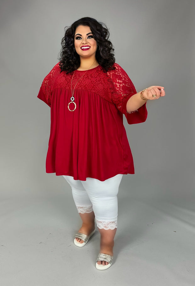 44 SSS {In The Details} Red Floral Lace Babydoll Tunic CURVY BRAND EXTENDED PLUS SIZE 3X 4X 5X 6X