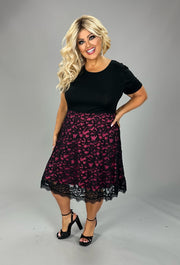 18 CP {The Heart Calls} Black/Fuchsia Lace Overlay Dress PLUS SIZE 1X 2X 3X