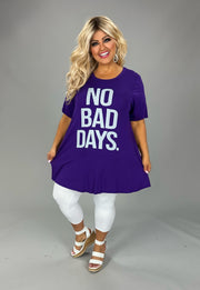 98 GT-Y {No Bad Days} Purple Graphic Tee CURVY BRAND!!!  EXTENDED PLUS SIZE XL 2X 3X 4X 5X 6X (May Size Down 1 Size)
