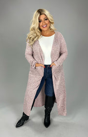 LD-Q {Reflection Of Love} Lt. Red Ribbed Duster w/ Pockets PLUS SIZE XL 2X 3X