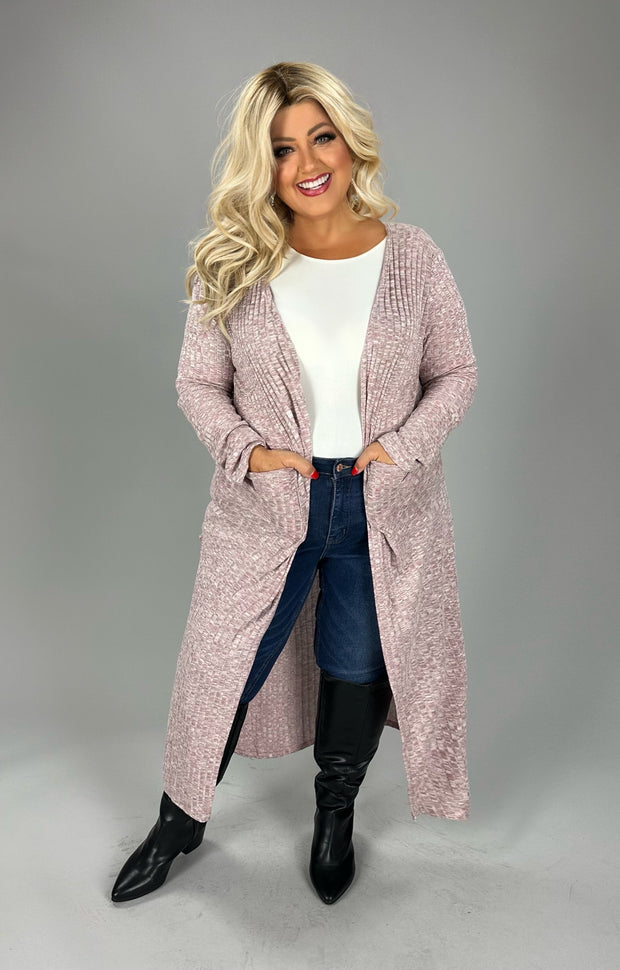 LD-Q {Reflection Of Love} Lt. Red Ribbed Duster w/ Pockets PLUS SIZE XL 2X 3X