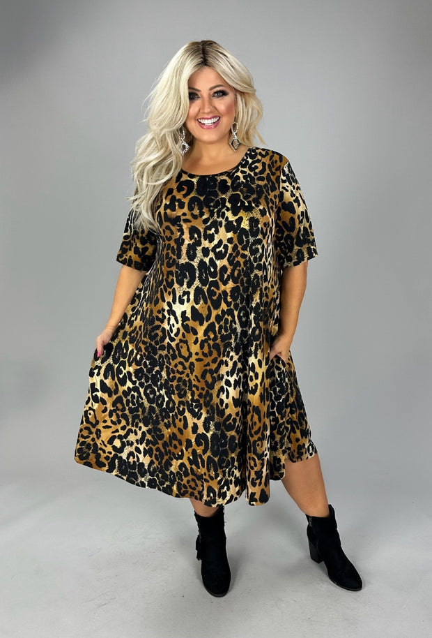 22 PSS-C {Featured Film} Brown Tan Animal Print Dress EXTENDED PLUS SIZE 3X 4X 5X