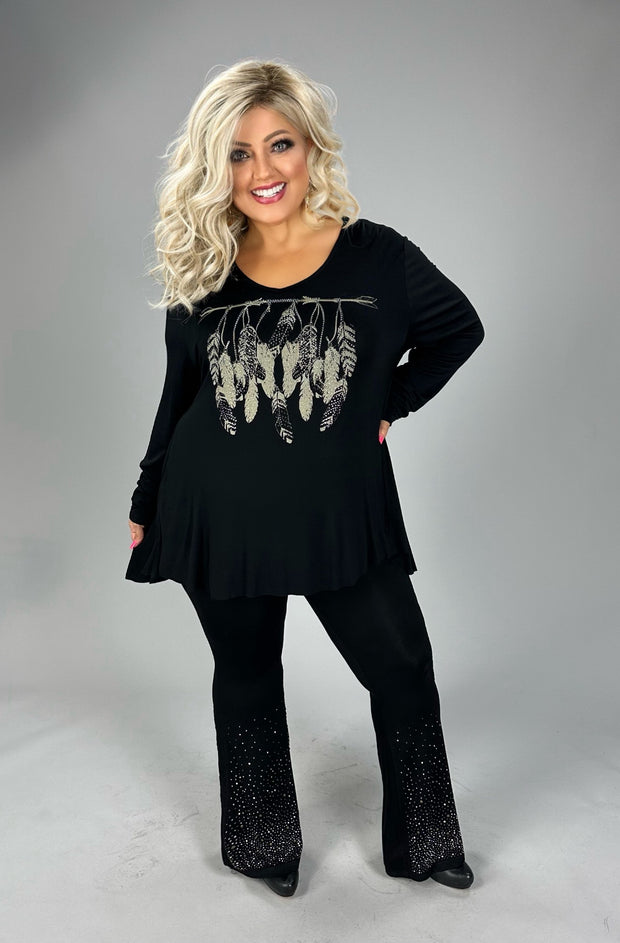 38 GT {Feather On An Arrow} VOCAL Black V-Neck Graphic Tee PLUS SIZE XL 2X 3X