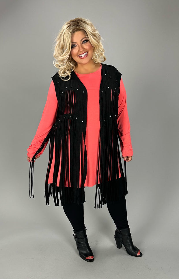 11 OT {A True Mystery} VOCAL Black Cut Out Fringe Vest PLUS SIZE XL 2X 3X