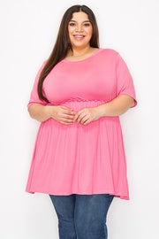 100 SSS {Chasing Dreams} Pink Ruffle Babydoll Tunic PLUS SIZE 1X 2X 3X