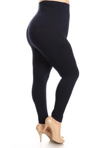 LEG-52 {So True}  Black High Waist Compression Leggings PLUS SIZE