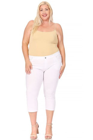 LEG-56 {Venture Out} White Pull On Stretchy Jeggings PLUS SIZE XL 2X 3X