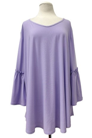 100 SQ {Soulful Feeling} Lavender Mist Flounce Sleeve Top EXTENDED PLUS SIZE 3X 4X 5X