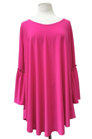 100 SQ {Soulful Feeling} Deep Pink Flounce Sleeve Top EXTENDED PLUS SIZE 3X 4X 5X