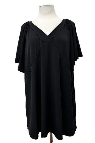 100 SSS {In The Dark} Black V-Neck Wide Sleeve Top EXTENDED PLUS SIZE 4X 5X 6X