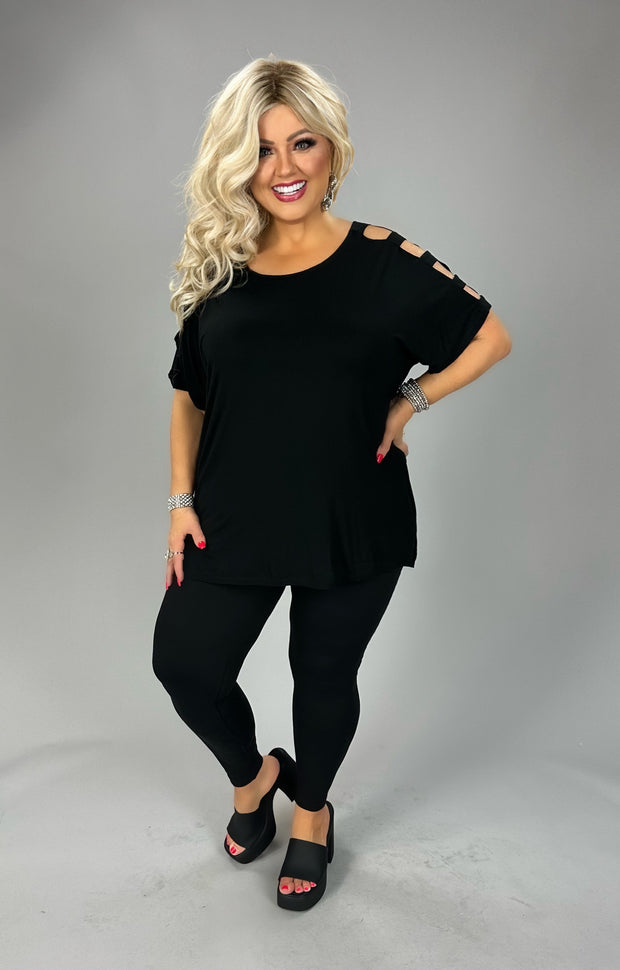 19 OS {Always The One} Black Ladder Sleeve Top PLUS SIZE 1X 2X 3X