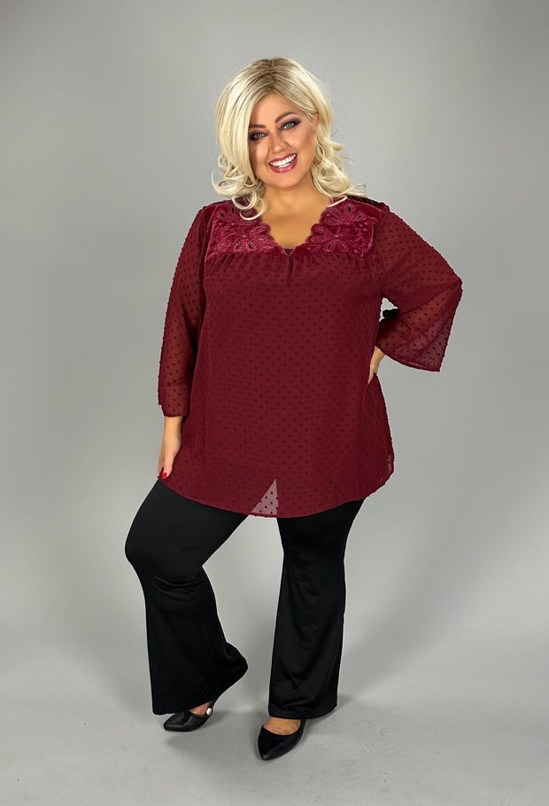 SD-B M-109 {Style & Co} Burgundy Swiss Dot Top w/Tank
