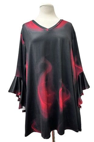 100 PQ {Best Ideas} Black Red Cascading Sleeve Top EXTENDED PLUS SIZE 4X 5X 6X