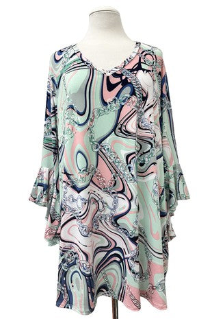 100 PQ {Dazzle Me} Mint Chain Cascading Sleeve Top EXTENDED PLUS SIZE 4X 5X 6X